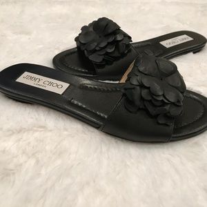 Jimmy Choo Floral Leather Slide Sandal